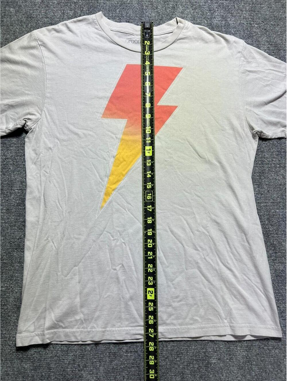 Mens Large Sub_Urban Riot White Fading Orange Lightning Bolt T-Shirt - Picture 6 of 6